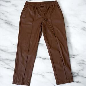 NINE WEST Women Brown Faux Leather Jogger Size M